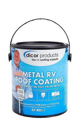 Dicor 1 gallon can front view showing label and Arctic white finish benefit