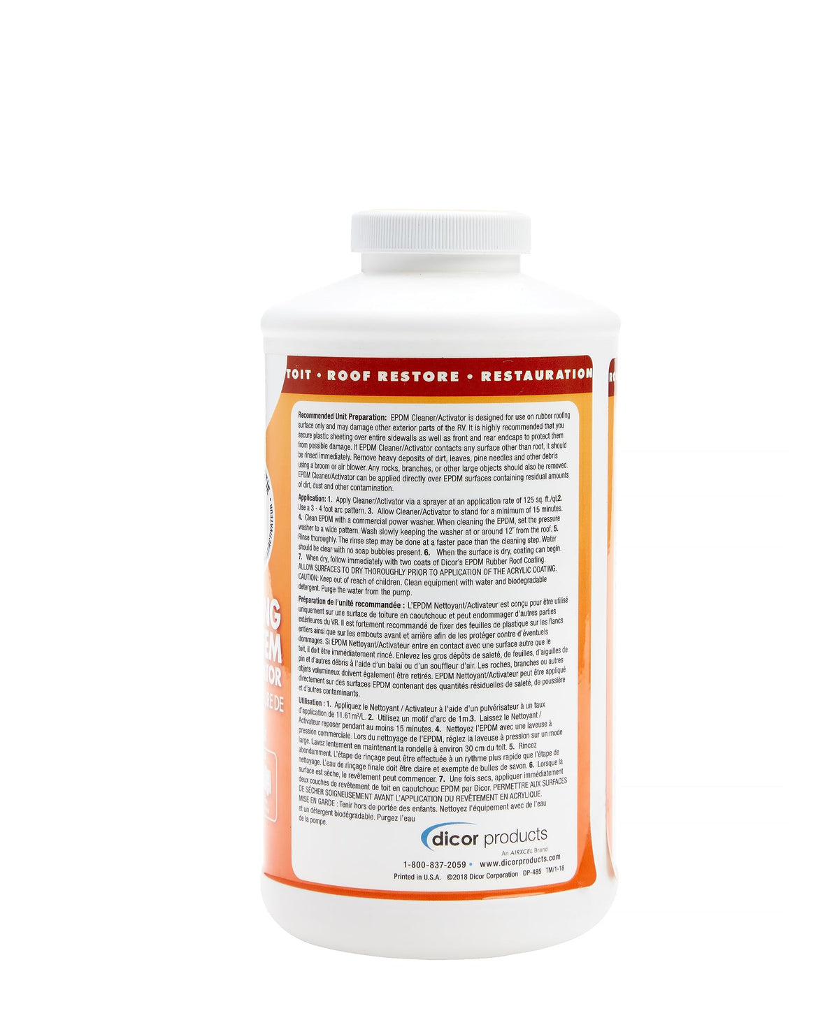 Dicor label close-up with application directions and adhesion benefits
