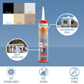 Dicor sealant texture close-up demonstrating smooth self-leveling finish