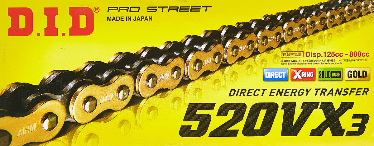 DID chain installed on a motorcycle demonstrating crisp throttle response