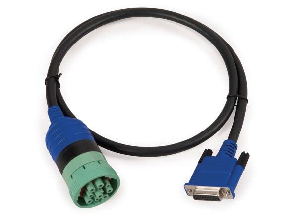 Diesel Laptops Nexiq 9-pin Deutsch adapter connected to truck port demonstrating reliable diagnostics