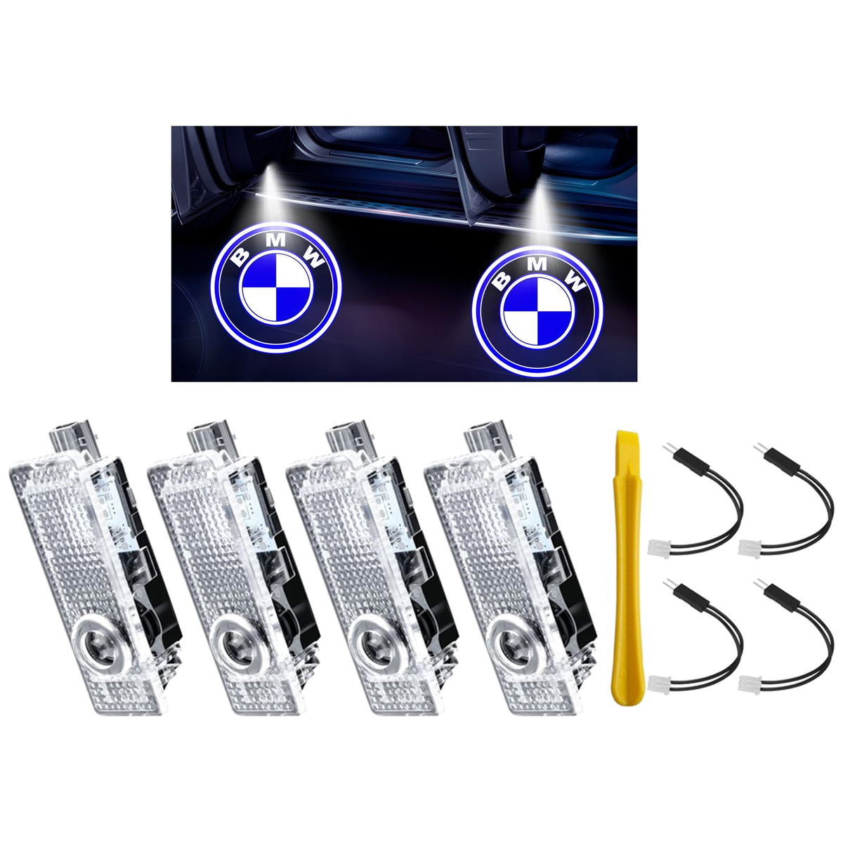 Dieyi front packaging showing four LED logo projectors and contents, clear identity benefit