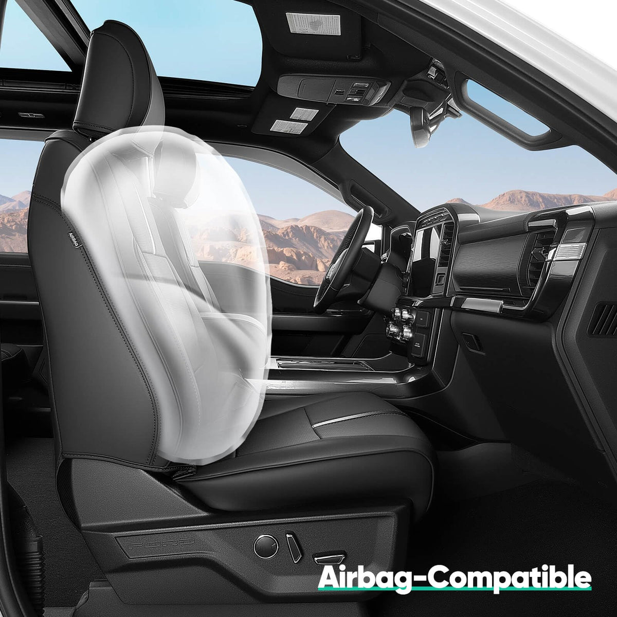 DiffCar wiping spilled coffee from seat cover illustrating waterproof protection