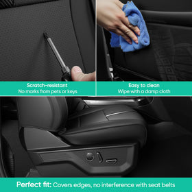 DiffCar seat cover laid beside ruler showing precise cut and scale for fitment
