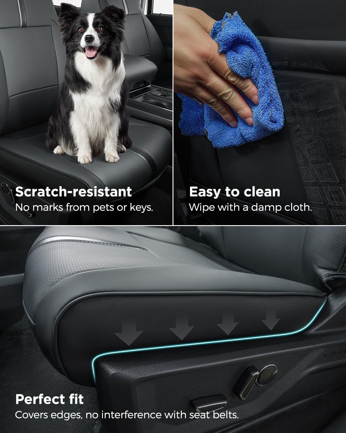 DiffCar rear seat coverage showing full-row protection and easy access features