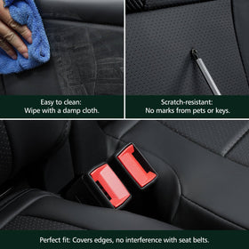DiffCar seat cover beside tape measure showing custom-fit accuracy