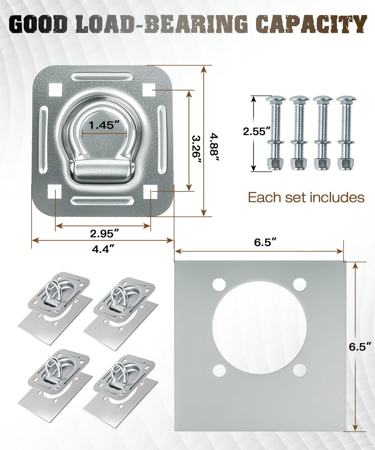 Digank 6.45-inch backing plate and bolt holes illustrating secure mounting and load distribution benefit