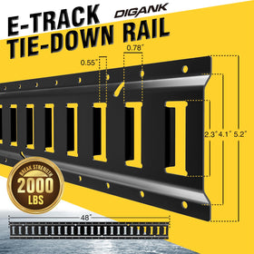 Digank E Track close-up of 24 horizontal slots, precise attachment points for straps