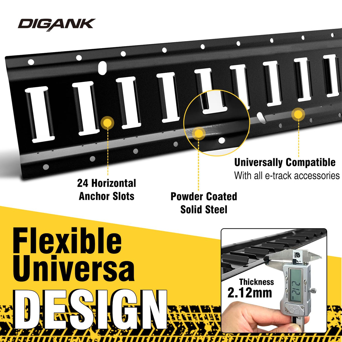 Digank E Track predrilled mounting holes detail, fast installation and secure fit
