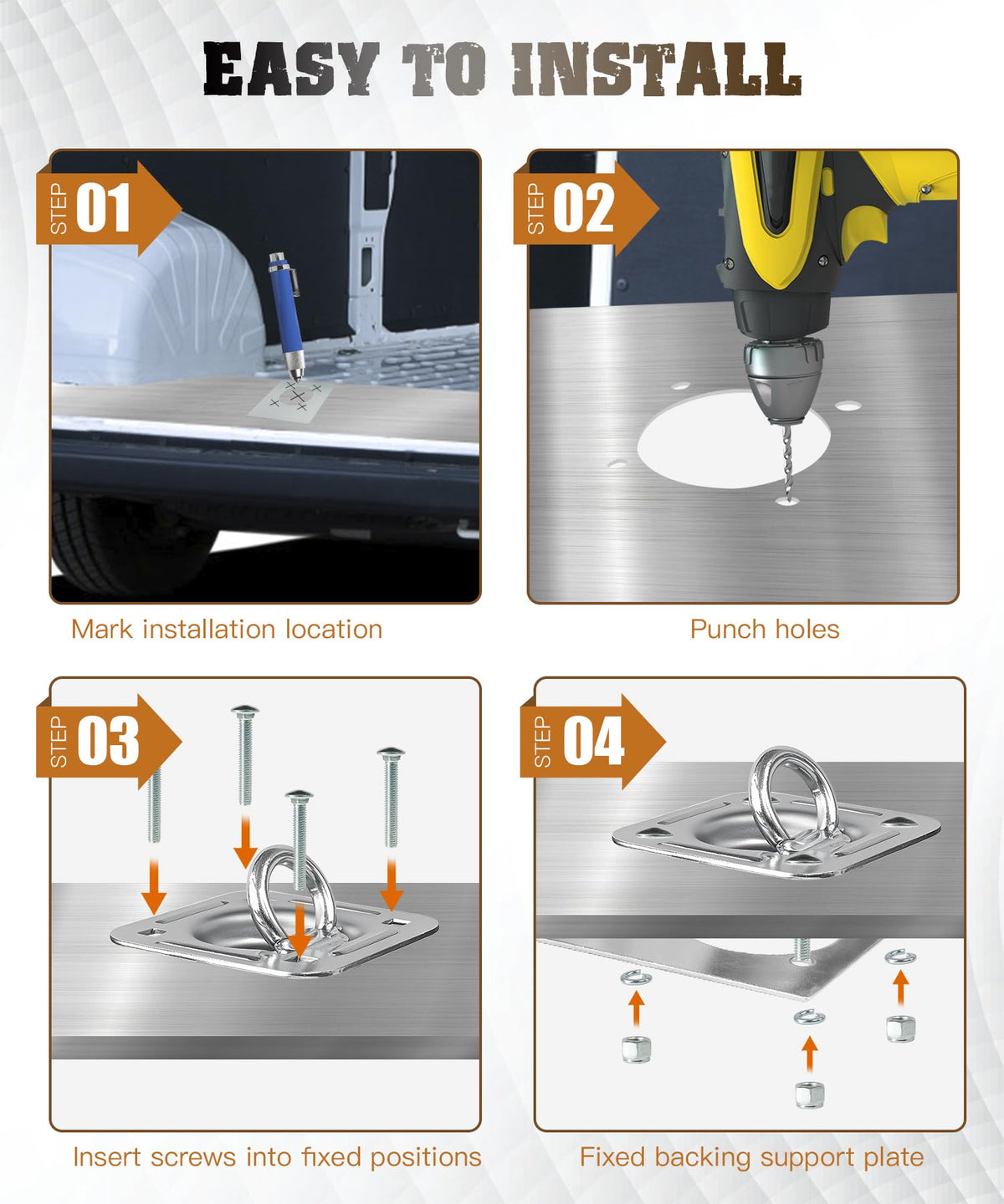 Digank recessed anchor lying flush in a trailer floor showing low-profile safety and neat finish benefit