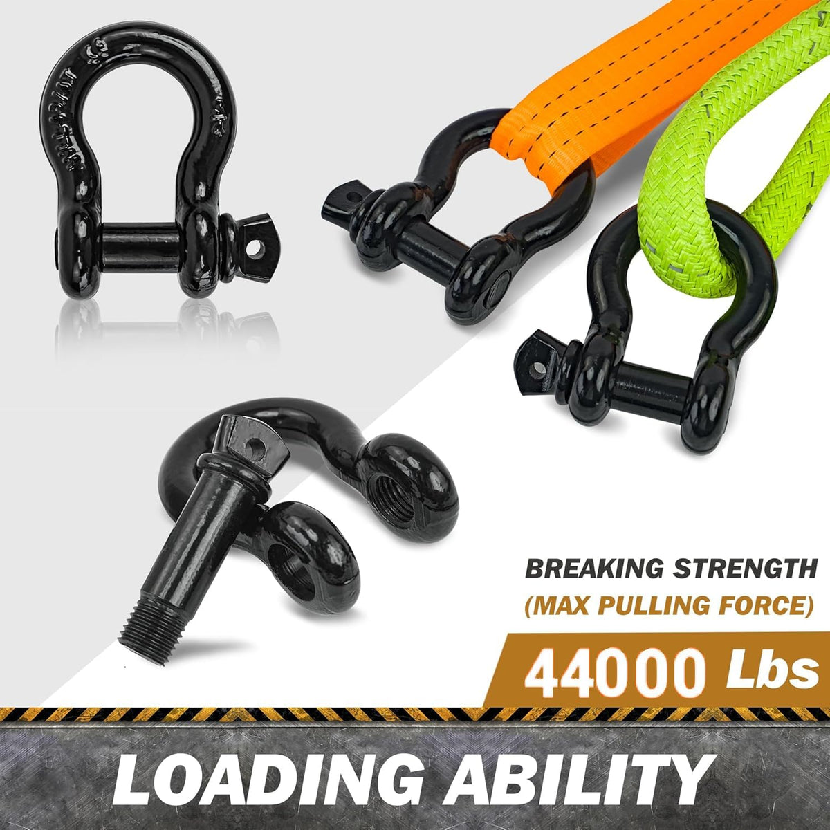 Digank shackle attached to recovery strap showing stable towing connection