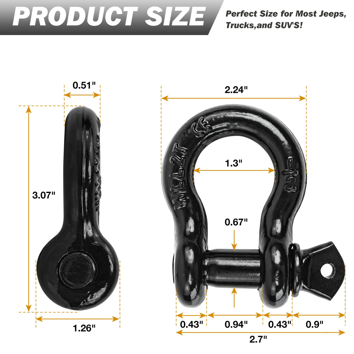 Digank shackle powder-coated finish detail resisting corrosion for longer life