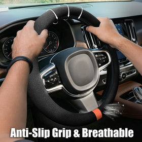 DiHTing hand gripping wheel illustrating improved traction and control