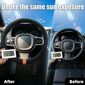 DiHTing cover installed on steering wheel demonstrating snug secure fit