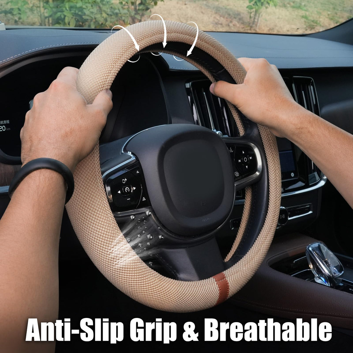 DiHTing installed on steering wheel improving grip and control