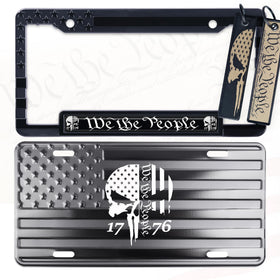 DillenCo plate front view showing embossed flag and bold We The People lettering for proud display