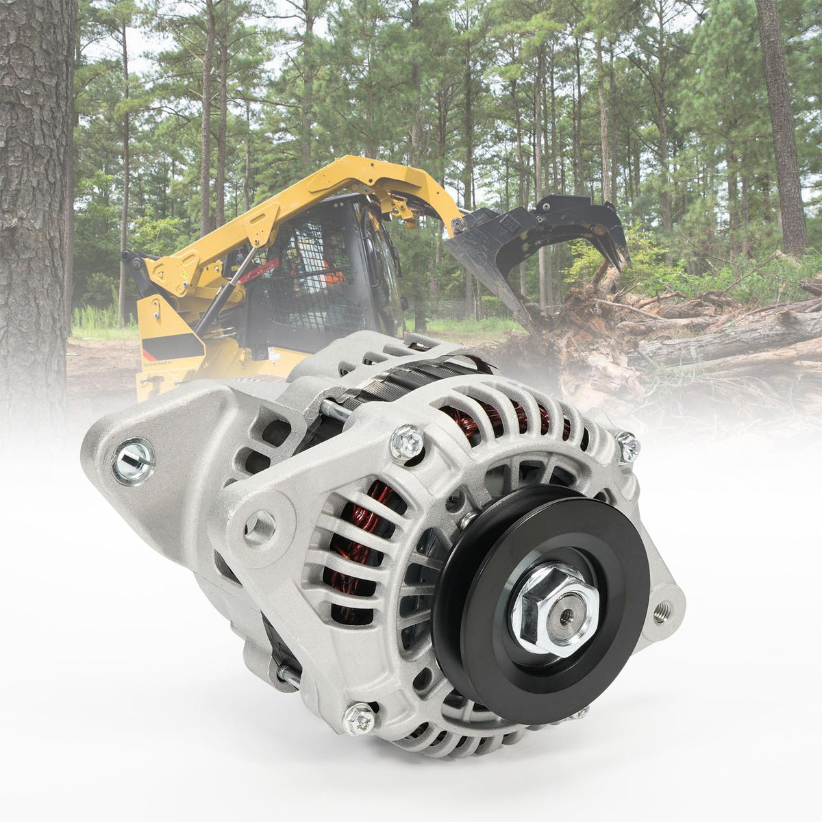 Dilomber alternator front view showing housing and cooling fins for durable performance