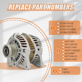 Dilomber alternator installed in Altima engine bay for direct-fit reassurance