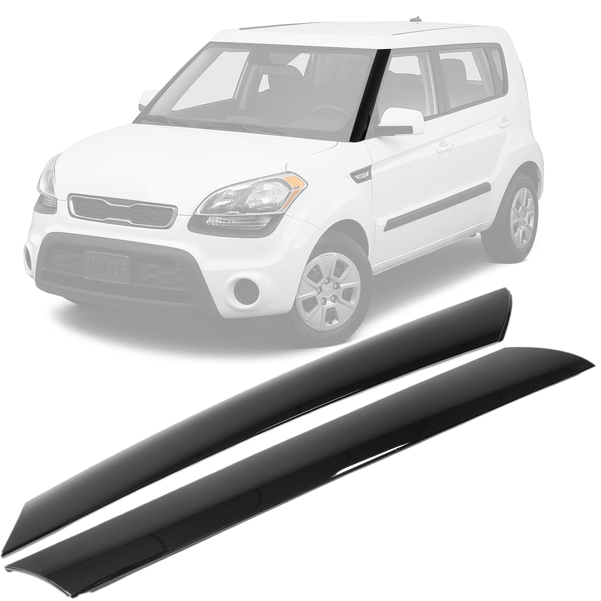 Dimeani front view of both A-pillar trims showing exact fit and matching finish