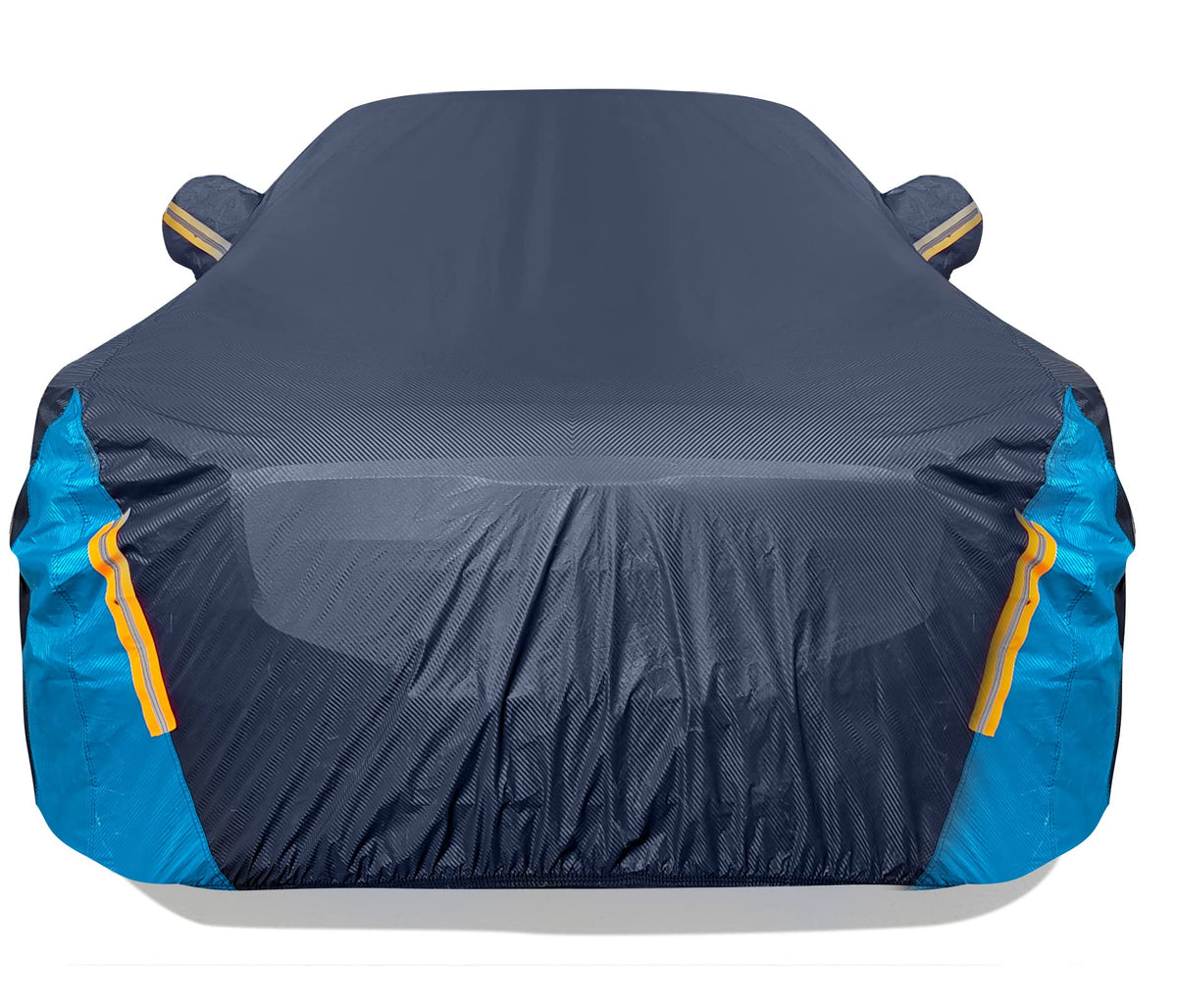 DINGHAO front view cover fitted on sedan showing full protection benefit