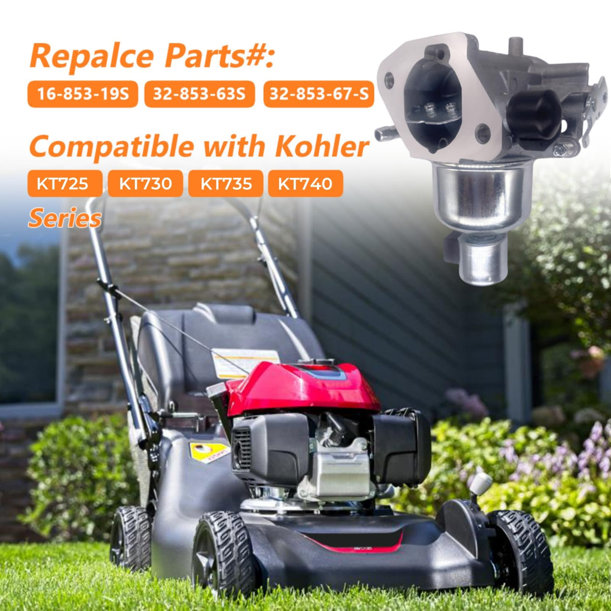 DingRan carburetor installed on Kohler engine demonstrating direct-fit replacement