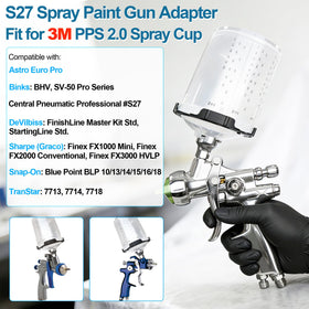 Dinlon S27 installed on spray gun demonstrating fast conversion to PPS 2.0