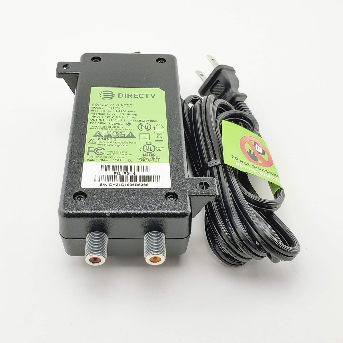 DIRECTV PI-21 packaging and label showing model PI-21 and specs for correct part identification