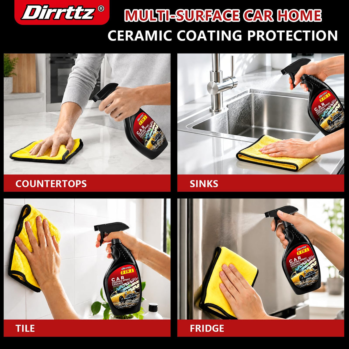 Dirrttz microfiber buffing showing smooth application for streak-free shine benefit