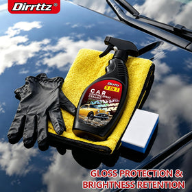 Dirrttz being sprayed on a red sedan showing quick application and instant gloss