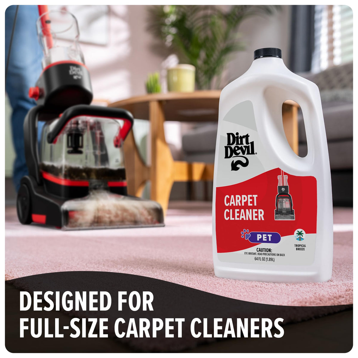 Dirt Devil before and after pet stain removal demonstrating effective cleaning