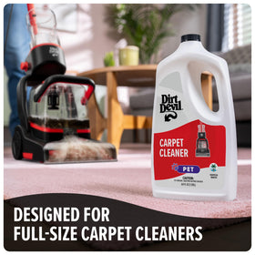 Dirt Devil before and after pet stain removal demonstrating effective cleaning