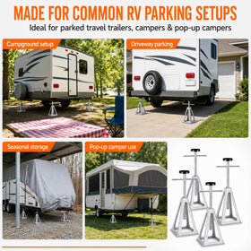 Discount Parts Direct stabilizer jacks at campsite showing steadier walking and reduced RV sway