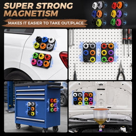 DISEN funnel installed in engine bay reducing spills during pour