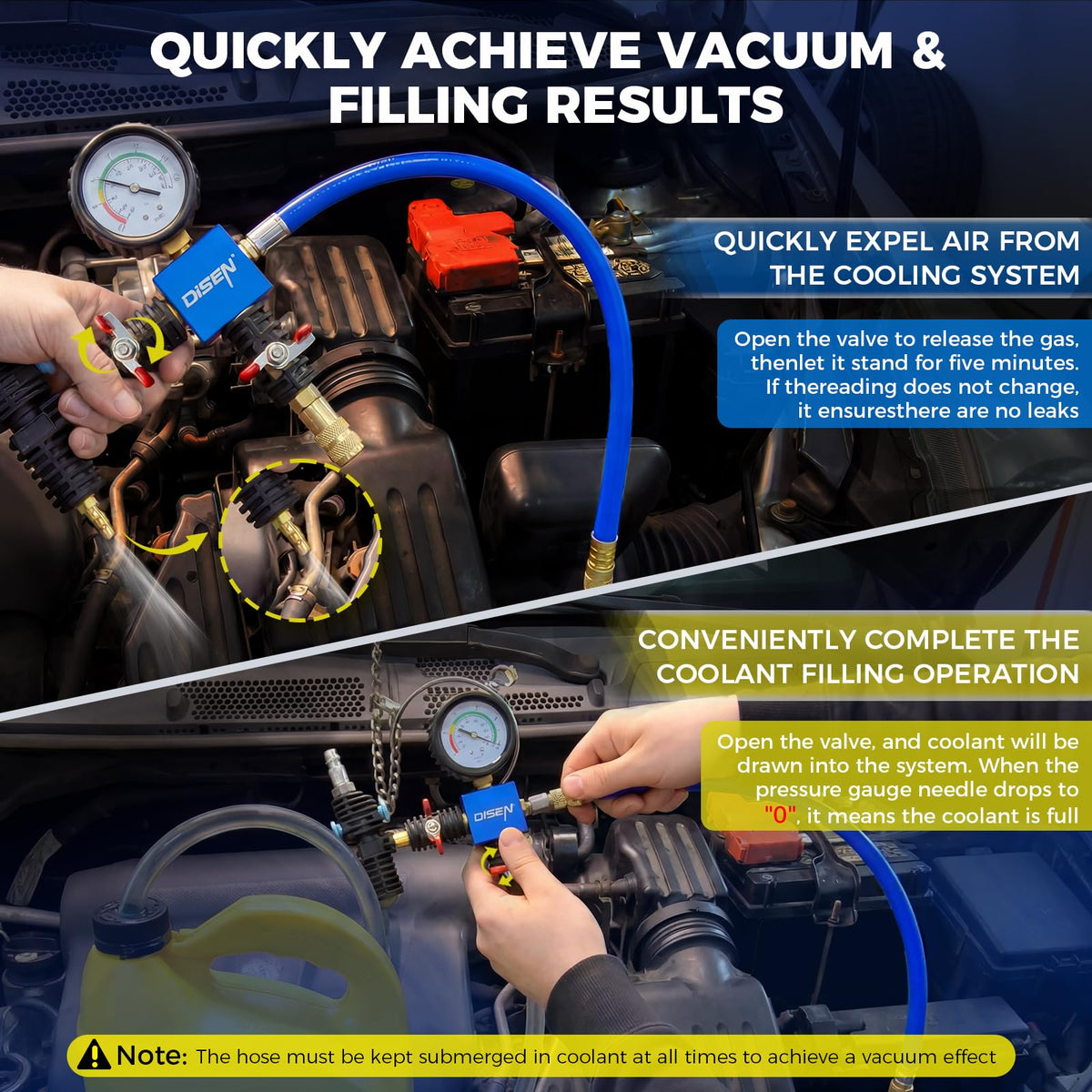DISEN vacuum pump and gauge showing controlled pressurization benefit