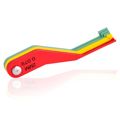 DITKOK front view of metal brake pad gauge showing compact tool and markings, improves inspections