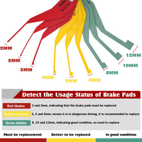 DITKOK gauge inserted between rotor and pad backing plate, speeds pad thickness checks