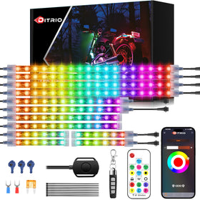 DITRIO front view of full 12PCS underglow kit showing bright neon benefit