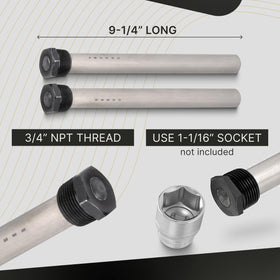 Diximus rods beside ruler showing 9.25-inch length for proper tank reach