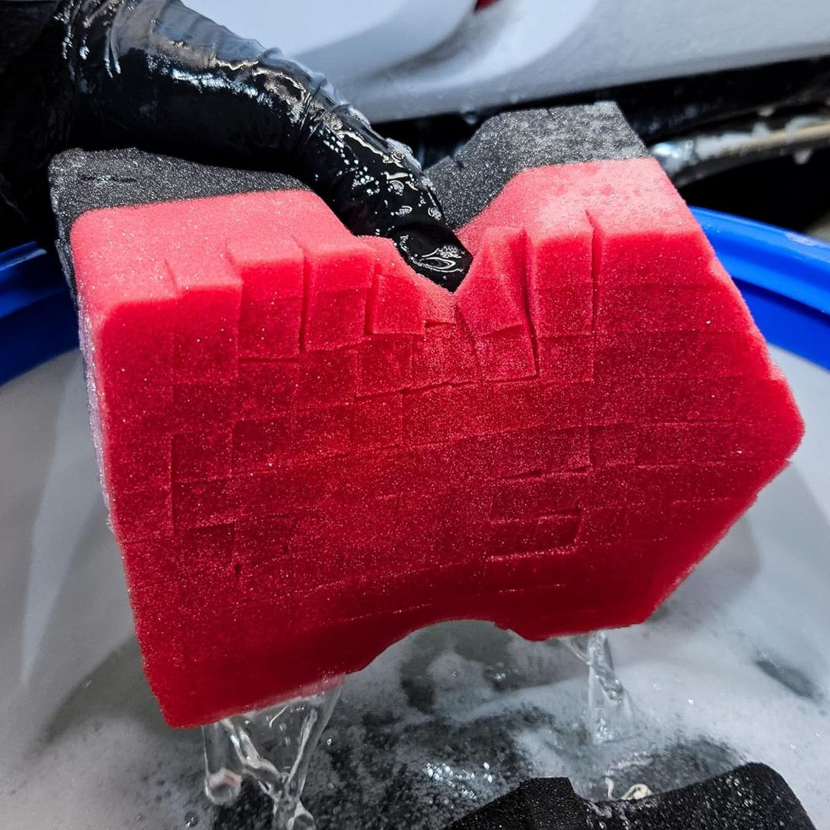 diy detail sponge washing car door with smooth, scratch-safe contact