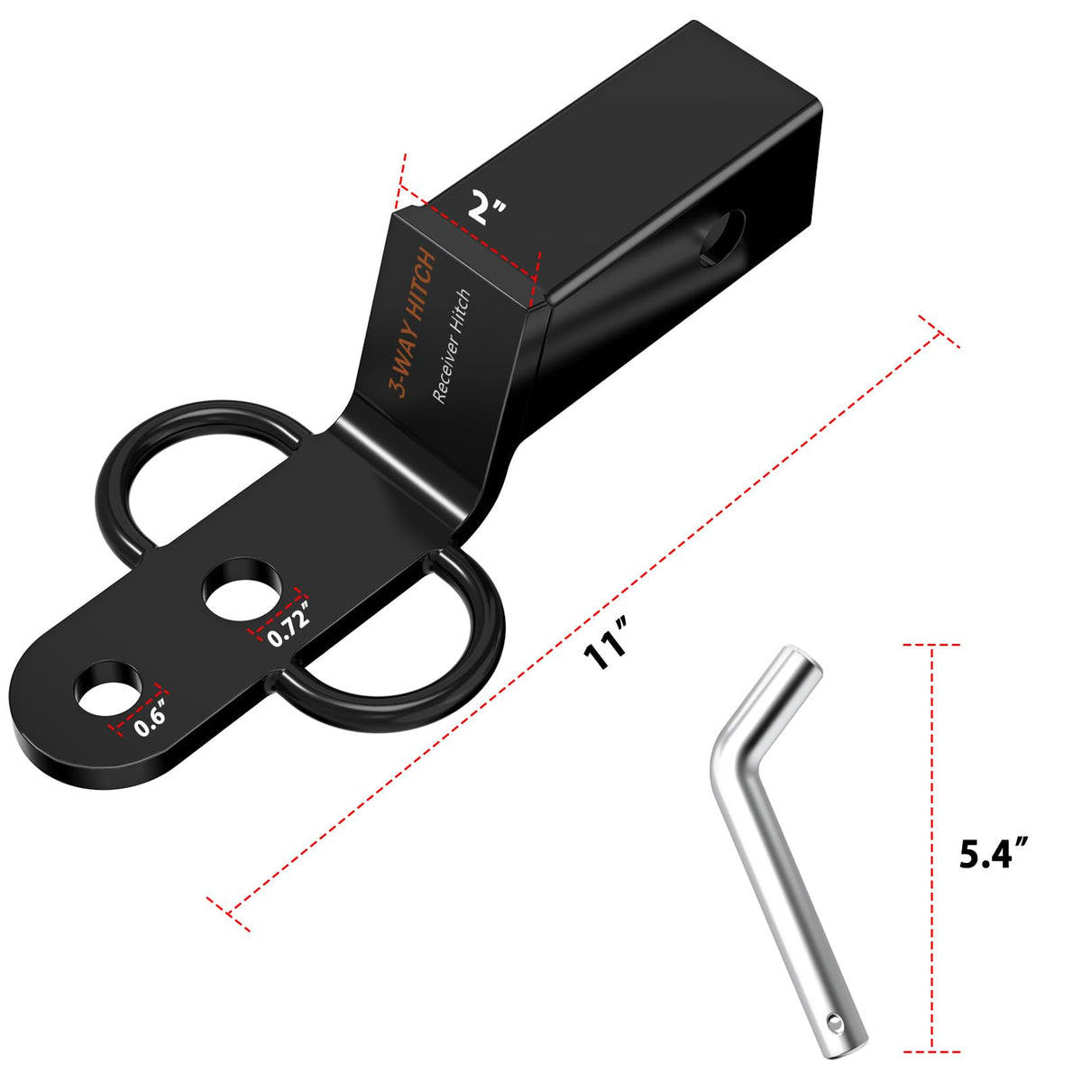 DIYIIRON close-up of 3/4 inch ball mounting hole for secure trailer connection