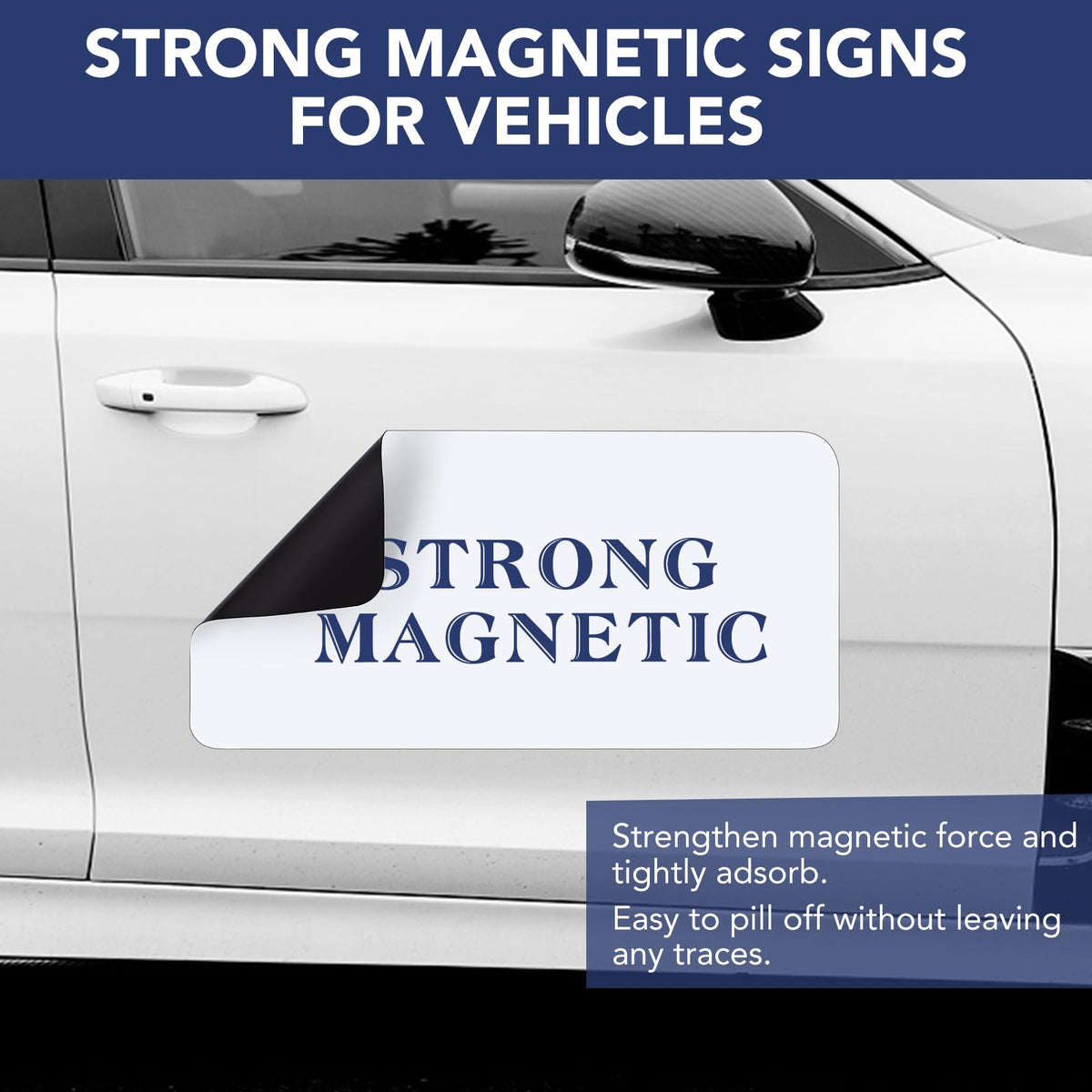 DIYMAG magnet applied to car door demonstrating secure fit and temporary branding benefit
