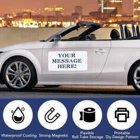 DIYMAG magnet applied on car door demonstrating removable advertising benefit