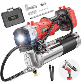 DIYtoolifz grease gun front view showing compact body and battery compatibility benefit