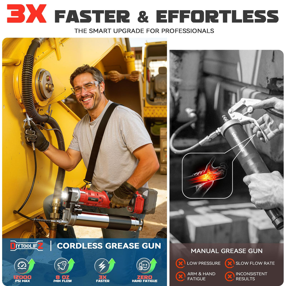 DIYtoolifz built-in LED light illuminating a fitting for precise work in dark areas