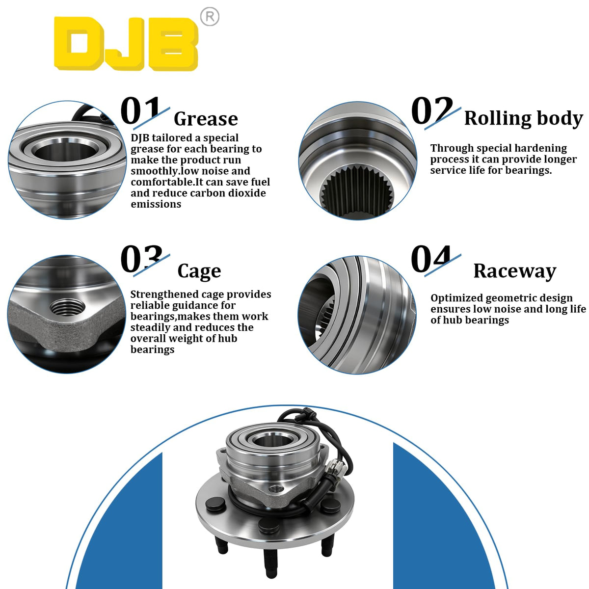 DJB hub installed on Silverado front assembly demonstrating proper fitment