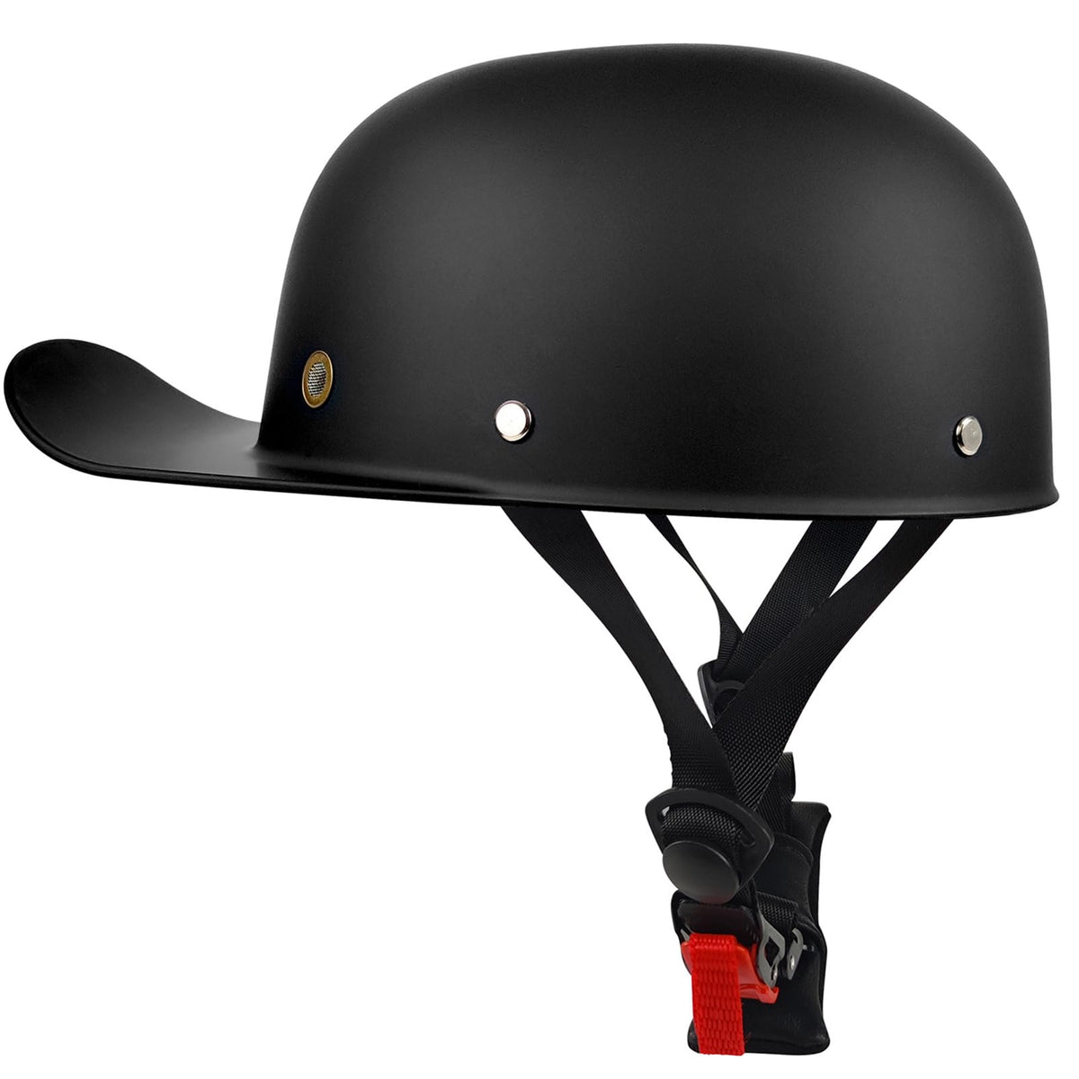 DJGLKREJG helmet front view showing matte black finish and vintage style for confident riding