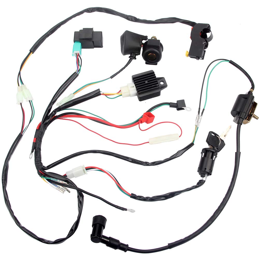 DKIIGAME front view of complete wiring harness kit showing all parts and easy replacement benefit