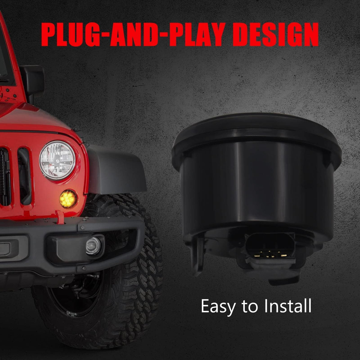 DKMGHT installed on Jeep Wrangler front view offering modern upgraded look