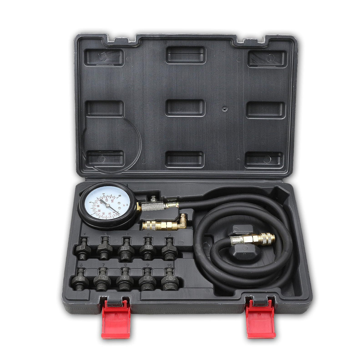 DKwoeshg front view of gauge and kit showing complete diagnostic set benefits