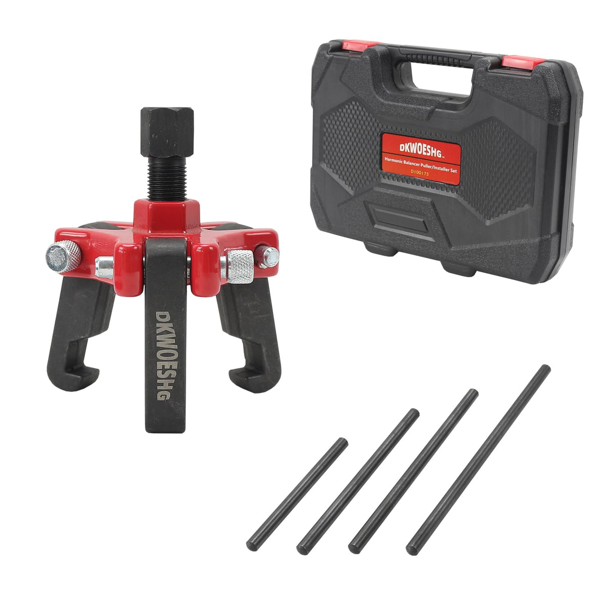 DKwoeshg front packaging showing complete harmonic balancer puller kit and case benefits